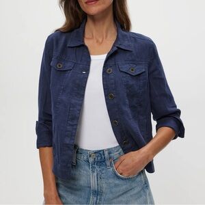 Michael Stars Linen Jean Jacket Petite Nocturnal